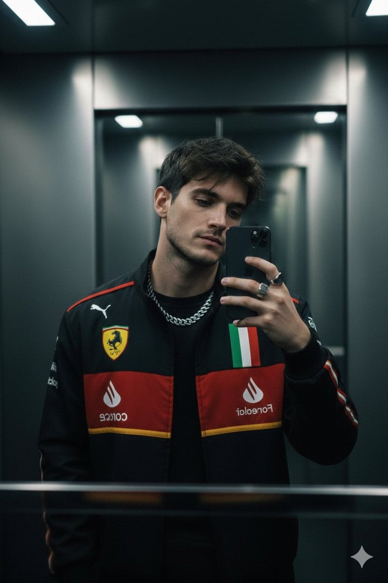 Мужской селфи в Ferrari куртке