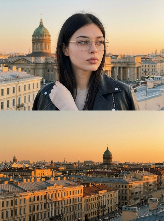 Коллаж на крыше Петербурга