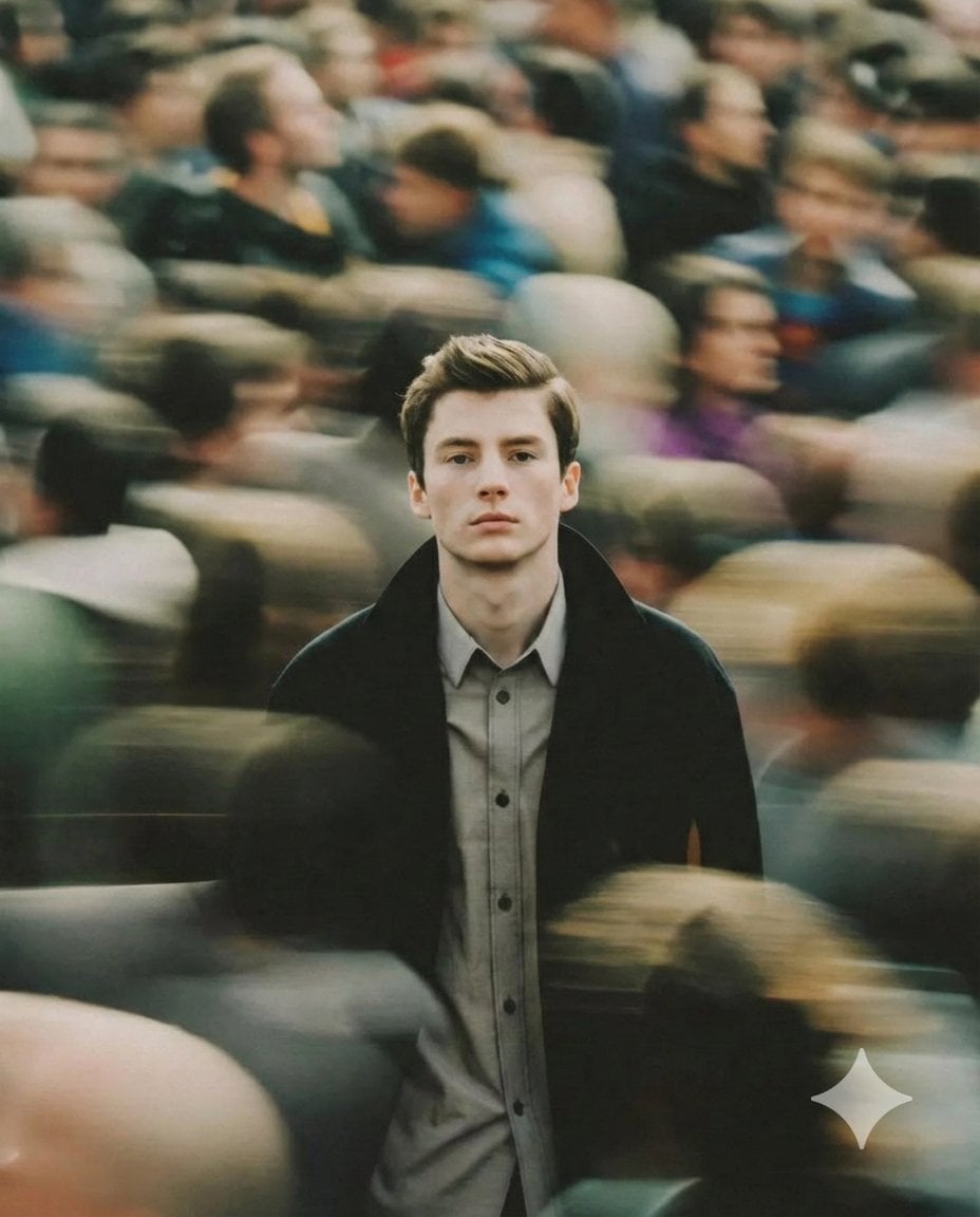 Портрет в толпе с motion blur