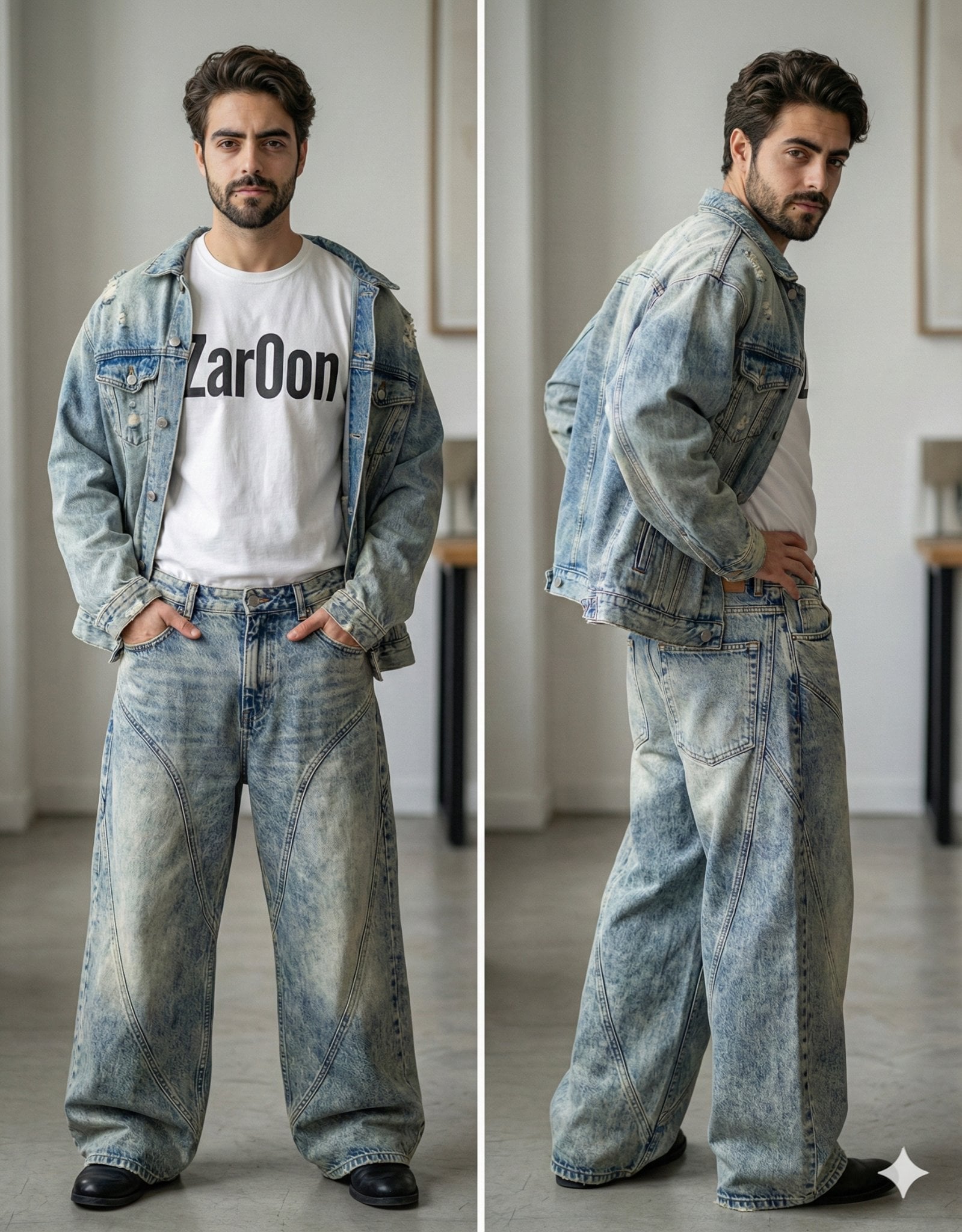 Y2K авангард в distressed деним